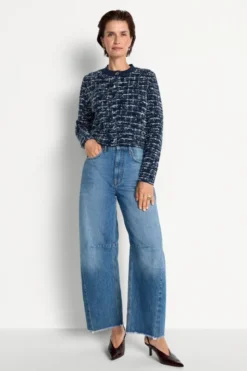 Bouclé-Cardigan mit Metallknöpfen