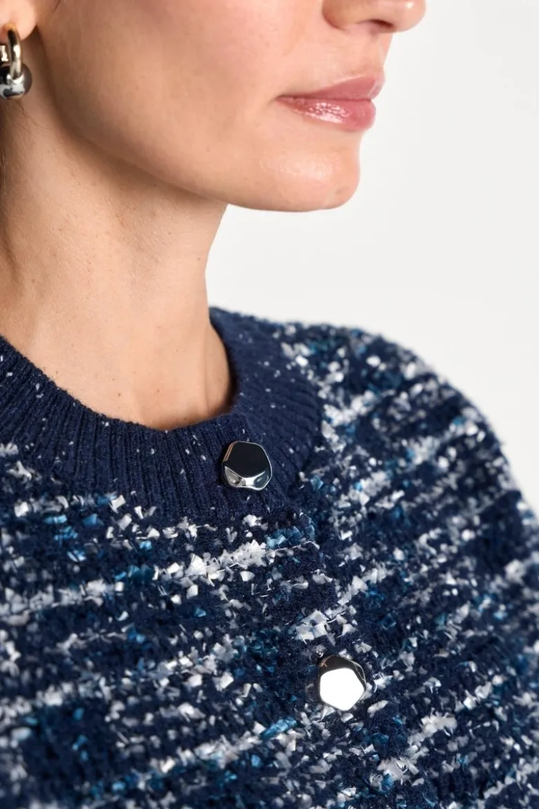 Bouclé-Cardigan mit Metallknöpfen