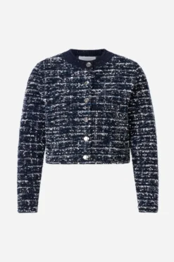 Bouclé-Cardigan mit Metallknöpfen