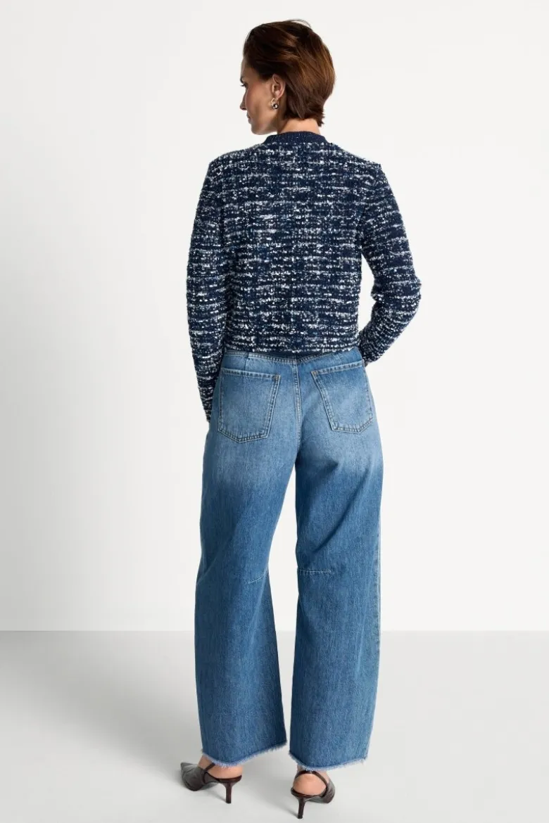 Bouclé-Cardigan mit Metallknöpfen