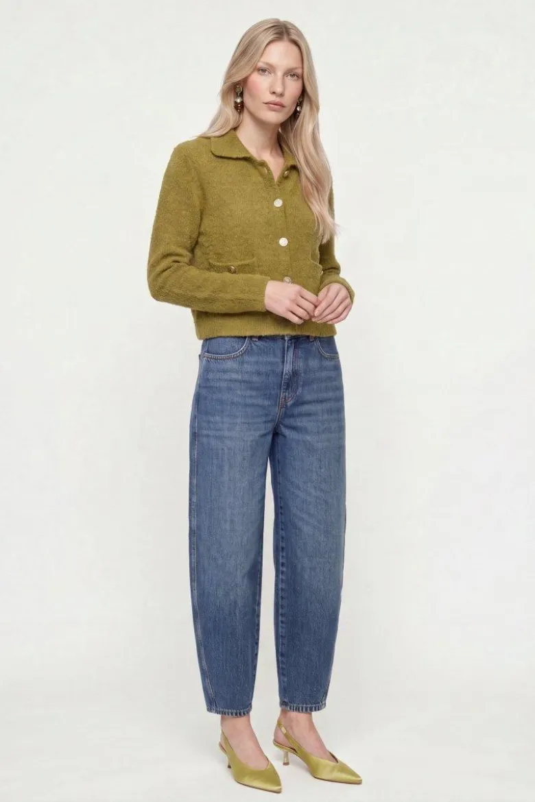 Bouclé-Cardigan mit Polokragen