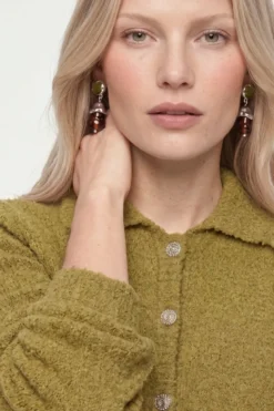 Bouclé-Cardigan mit Polokragen