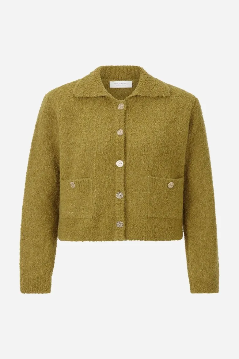 Bouclé-Cardigan mit Polokragen