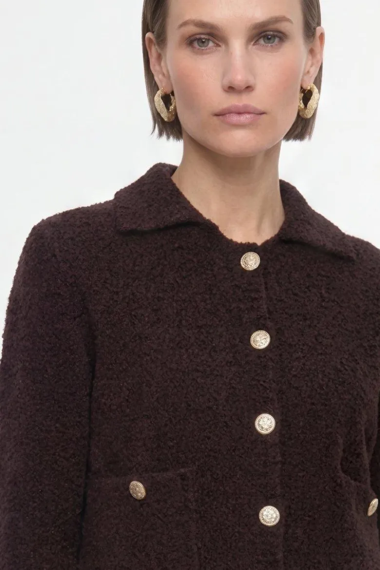 Bouclé-Cardigan mit Polokragen