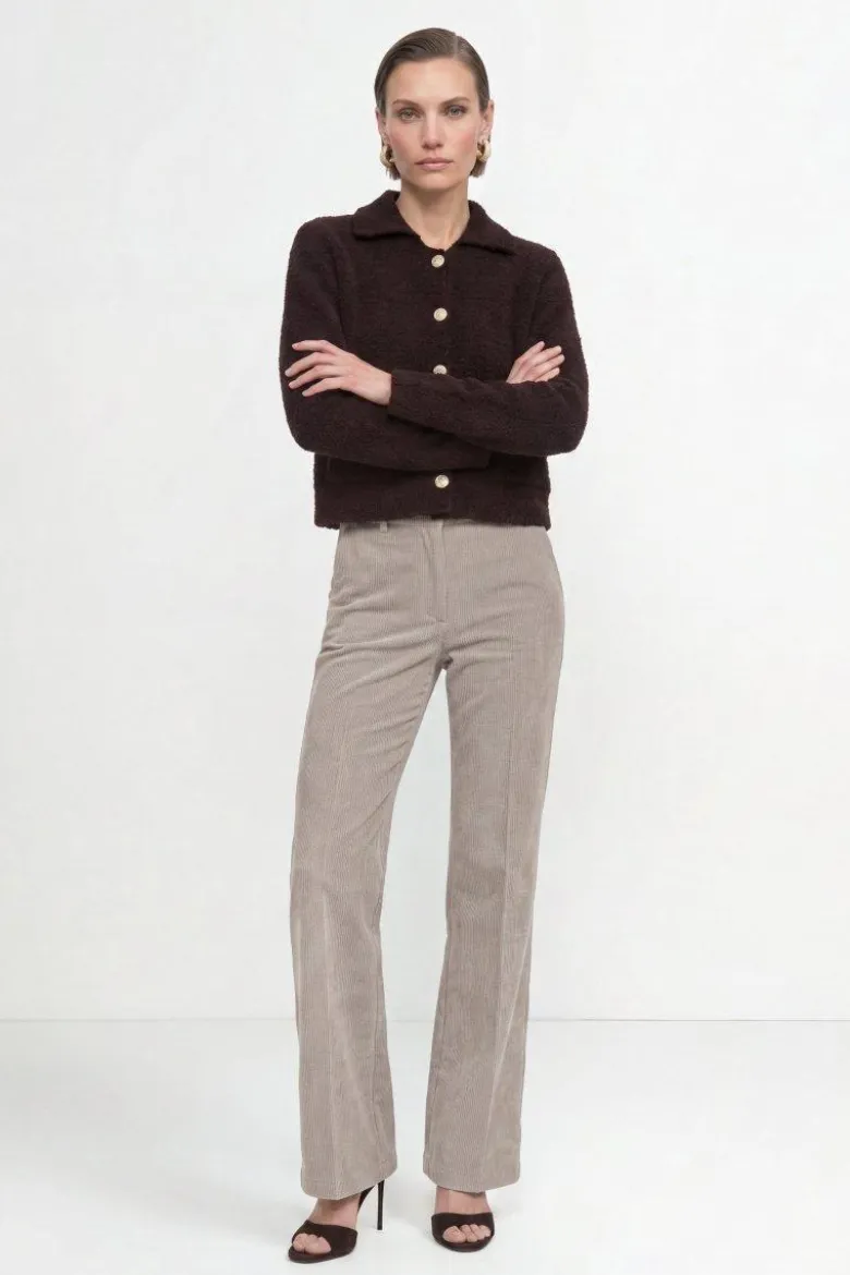 Bouclé-Cardigan mit Polokragen