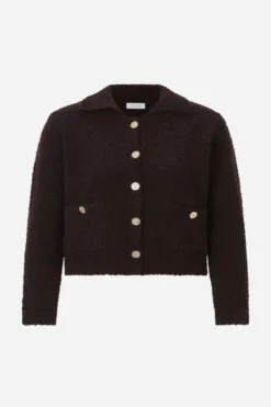 Bouclé-Cardigan mit Polokragen