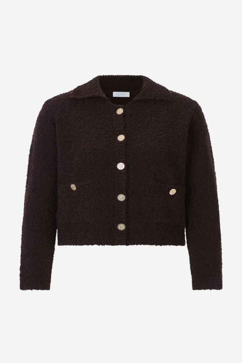 Bouclé-Cardigan mit Polokragen