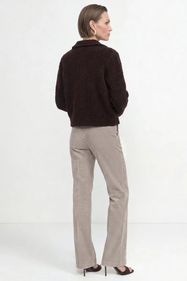 Bouclé-Cardigan mit Polokragen