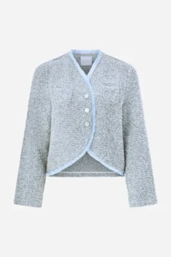 Bouclé-Jacke im Kimonostil