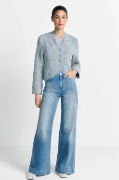 Bouclé-Jacke im Kimonostil