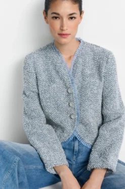 Bouclé-Jacke im Kimonostil