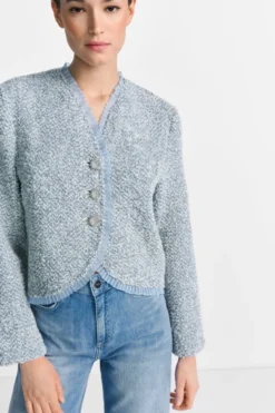Bouclé-Jacke im Kimonostil