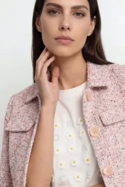 Bouclé-Jacke in cropped Länge