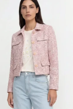 Bouclé-Jacke in cropped Länge