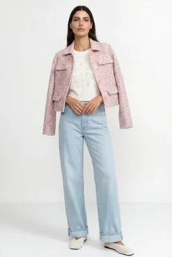 Bouclé-Jacke in cropped Länge