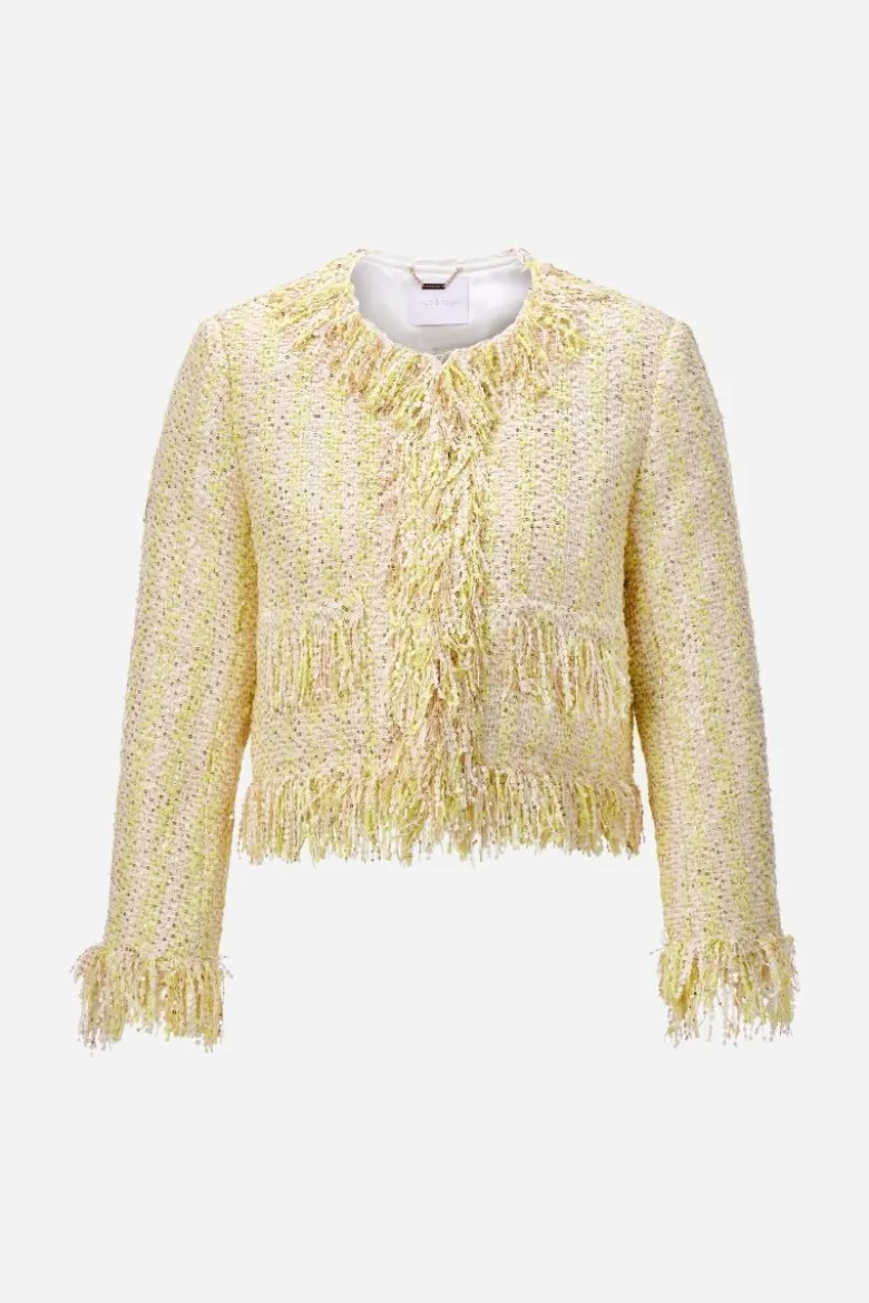 Bouclé-Jacke mit Fransen