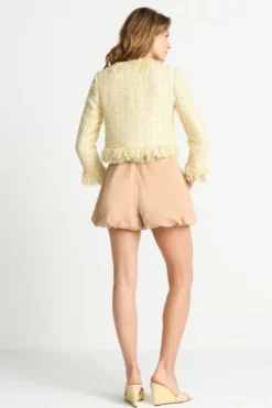 Bouclé-Jacke mit Fransen