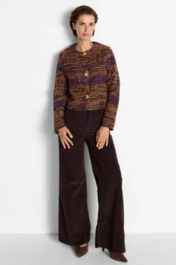 Bouclé-Kurzblazer mit Querstreifen