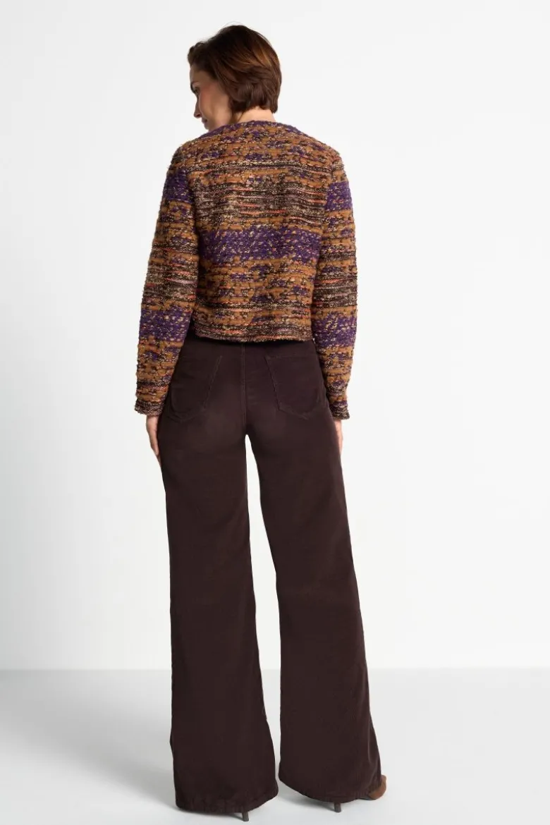 Bouclé-Kurzblazer mit Querstreifen