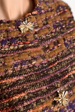 Bouclé-Kurzblazer mit Querstreifen