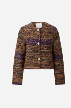 Bouclé-Kurzblazer mit Querstreifen