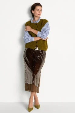 Bouclé-Strickweste mit Knopfleiste