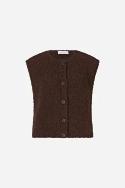 Bouclé-Strickweste mit Knopfleiste