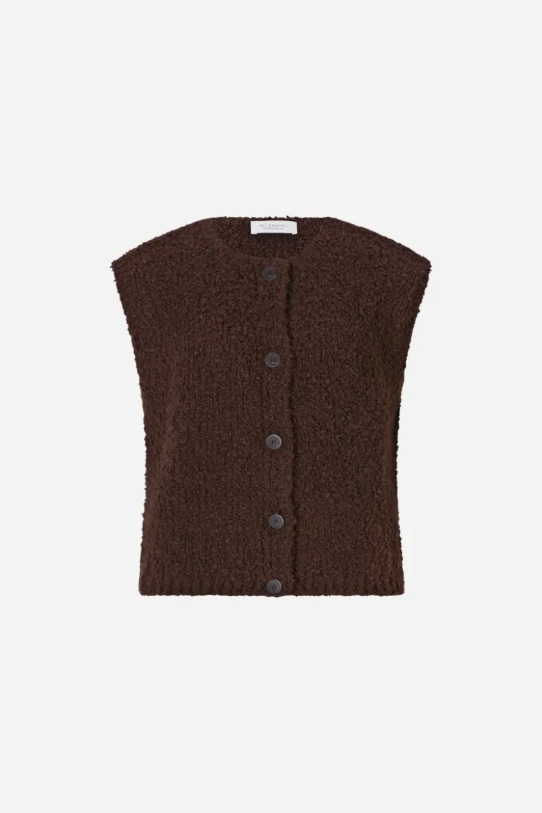Bouclé-Strickweste mit Knopfleiste