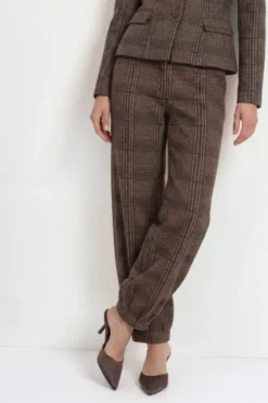 Bundfaltenhose mit Glencheck