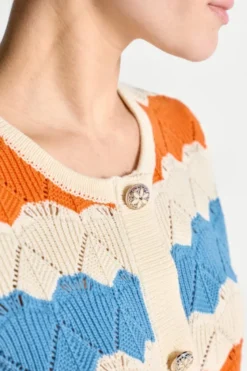 Bunter Ajourstrick-Cardigan