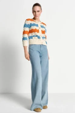 Bunter Ajourstrick-Cardigan