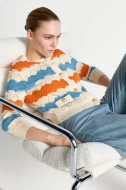 Bunter Ajourstrick-Cardigan