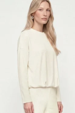 Cordpullover mit Mock-Neck