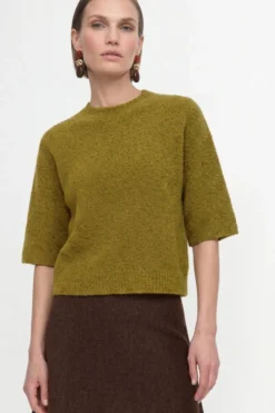 Cropped Bouclé-Pullover mit Halbarm