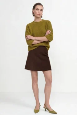 Cropped Bouclé-Pullover mit Halbarm