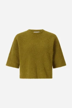 Cropped Bouclé-Pullover mit Halbarm