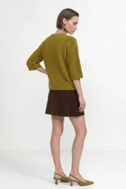 Cropped Bouclé-Pullover mit Halbarm