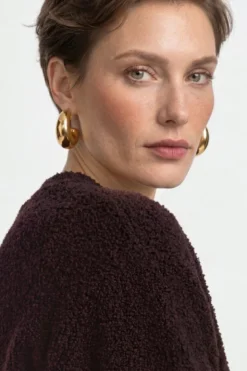 Cropped Bouclé-Pullover mit Halbarm