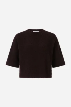 Cropped Bouclé-Pullover mit Halbarm