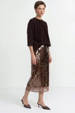 Cropped Bouclé-Pullover mit Halbarm