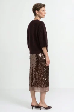 Cropped Bouclé-Pullover mit Halbarm