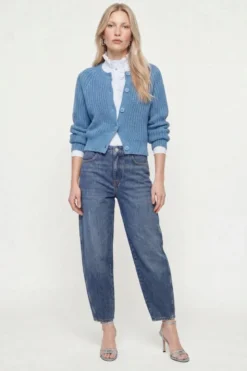 Cropped Cardigan mit Rippstruktur