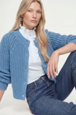 Cropped Cardigan mit Rippstruktur
