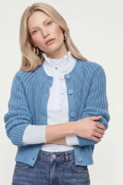 Cropped Cardigan mit Rippstruktur