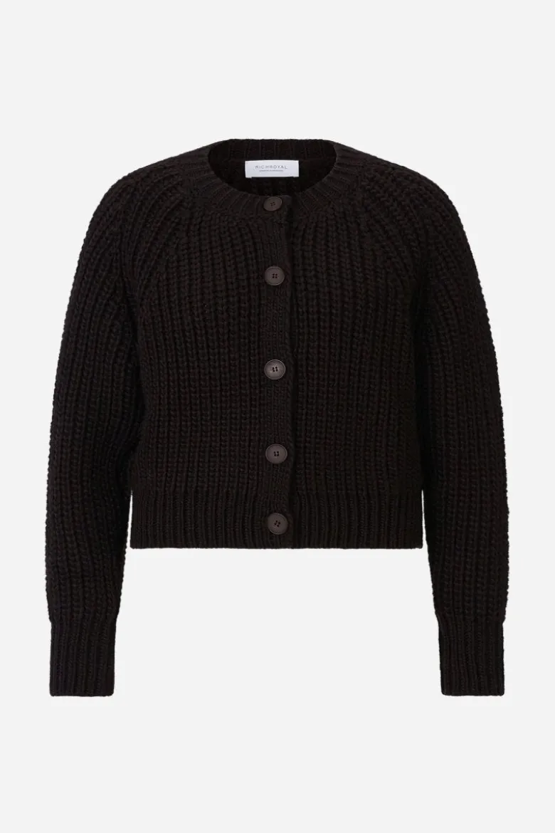 Cropped Cardigan mit Rippstruktur