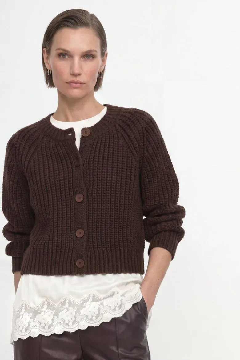 Cropped Cardigan mit Rippstruktur