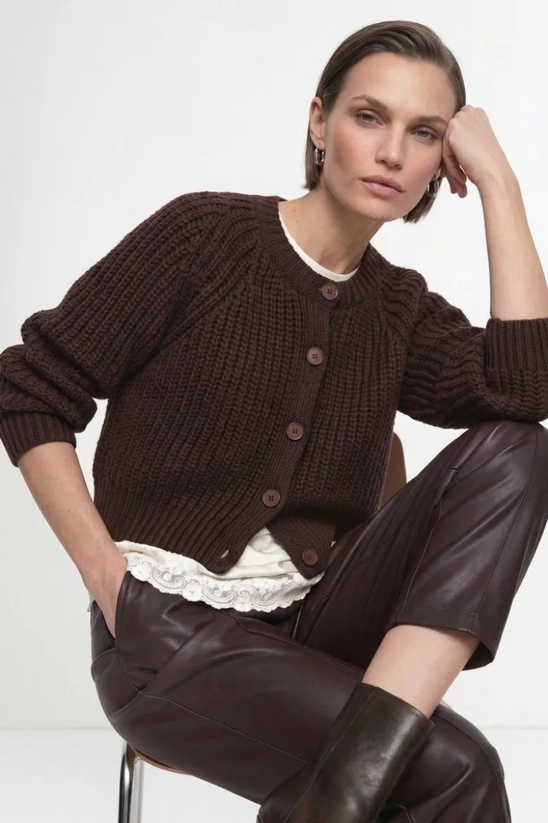Cropped Cardigan mit Rippstruktur