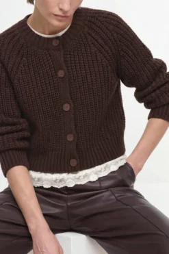 Cropped Cardigan mit Rippstruktur