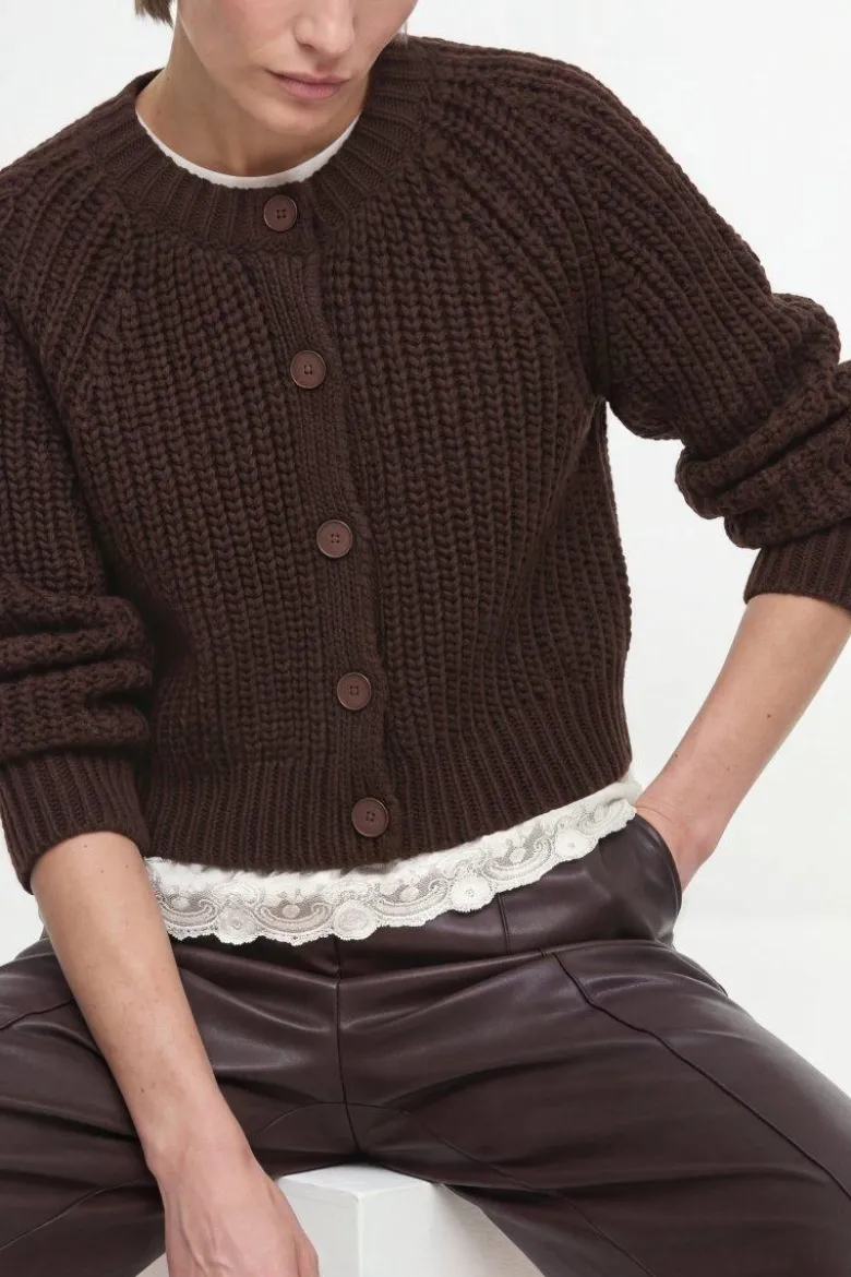 Cropped Cardigan mit Rippstruktur