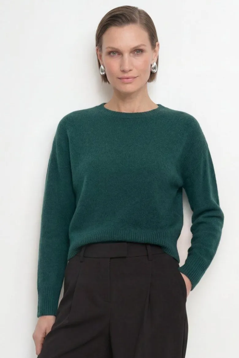 Cropped Pullover mit U-Boot-Ausschnitt